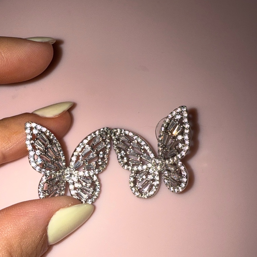 Elegant Silver Butterfly Earrings